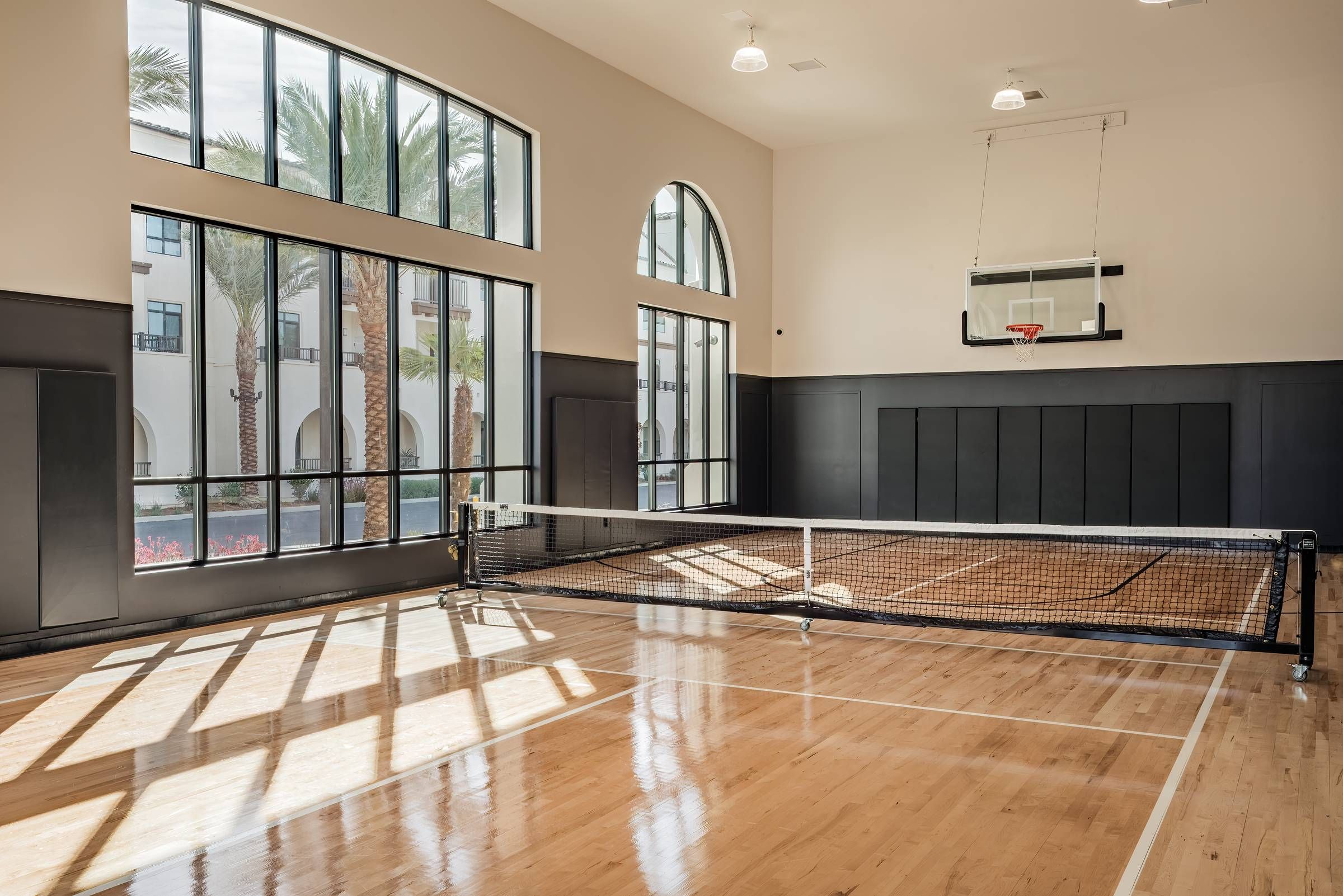 Indoor pickleball and basketball court at Solana Winchester Hills apartments in Temecula.