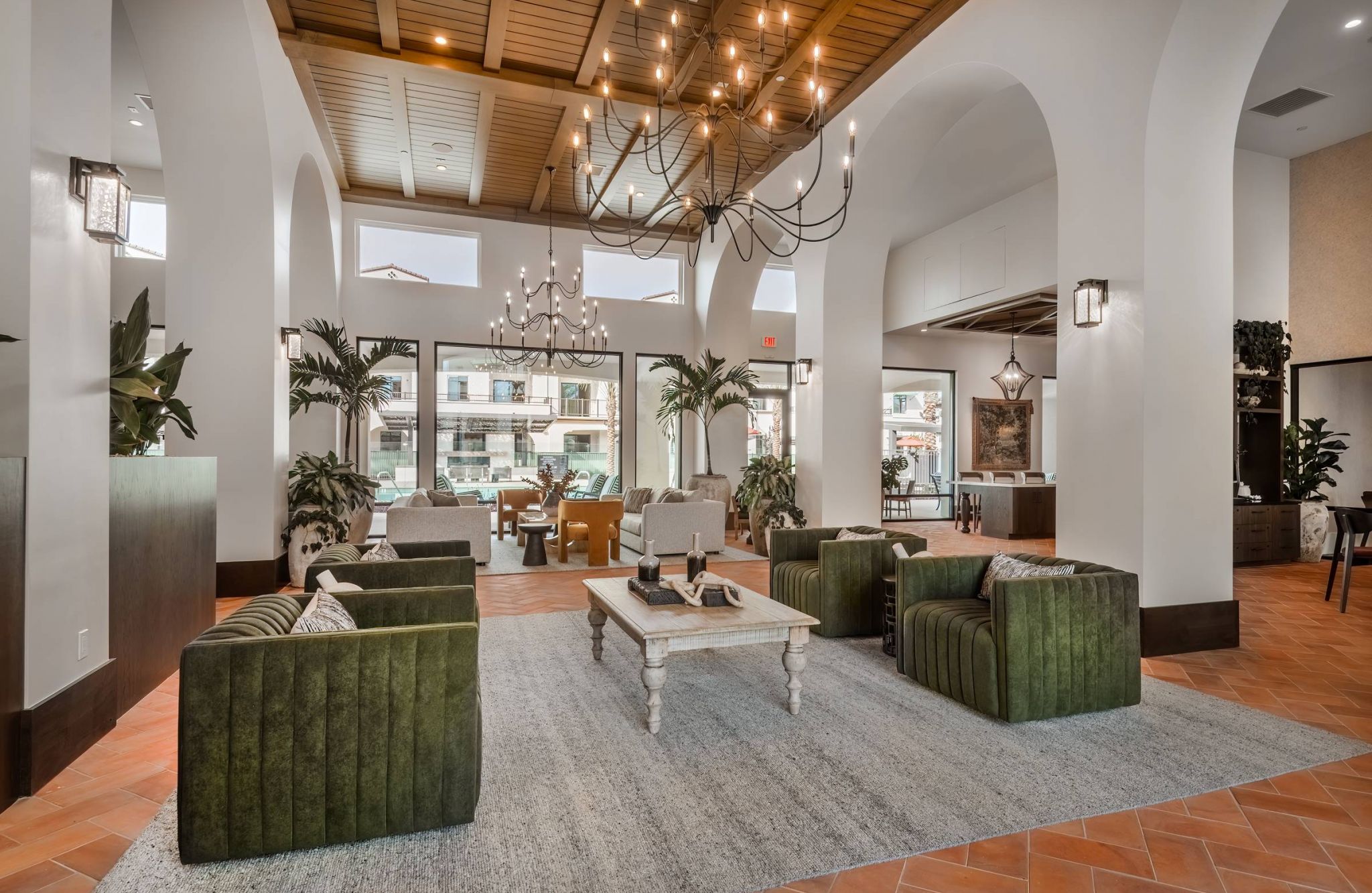 Luxurious clubhouse lounge at Solana Winchester Hills apartments for rent in Temecula, CA.